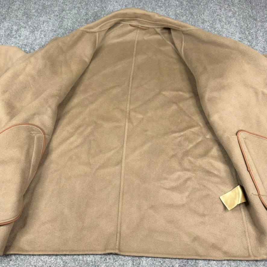 The Curated Trench Coat Women Large Camel Wool Cashmere Belted Short Tan — image 3 of 8
